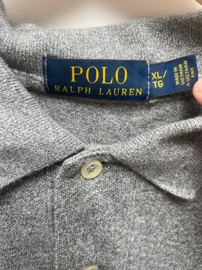 Polo Ralph Lauren grey red long embroided logo Mens XL - photo numéro 4