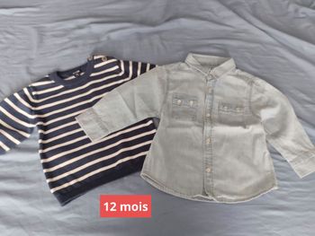 Pull et chemise taille 12 mois