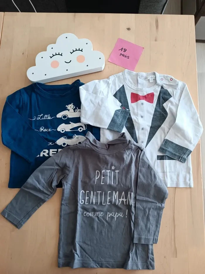 Lot de 3 Tshirts à manches longues 18 mois
