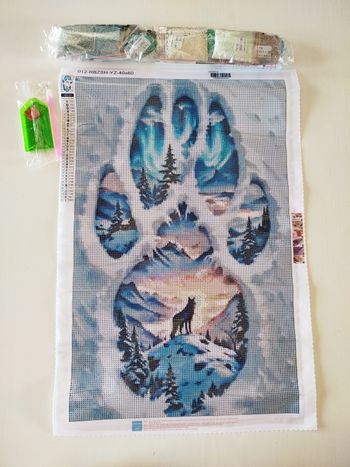 Diamond painting patte loup avec paysage #Z084