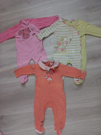 Lot de 3 pyjamas en coton fille 6 mois Kimbaloo
