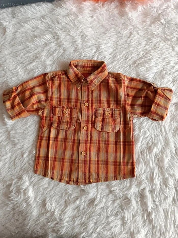 Chemise 2 en 1 manches longues et courtes à carreaux T. 12 mois Tissaia