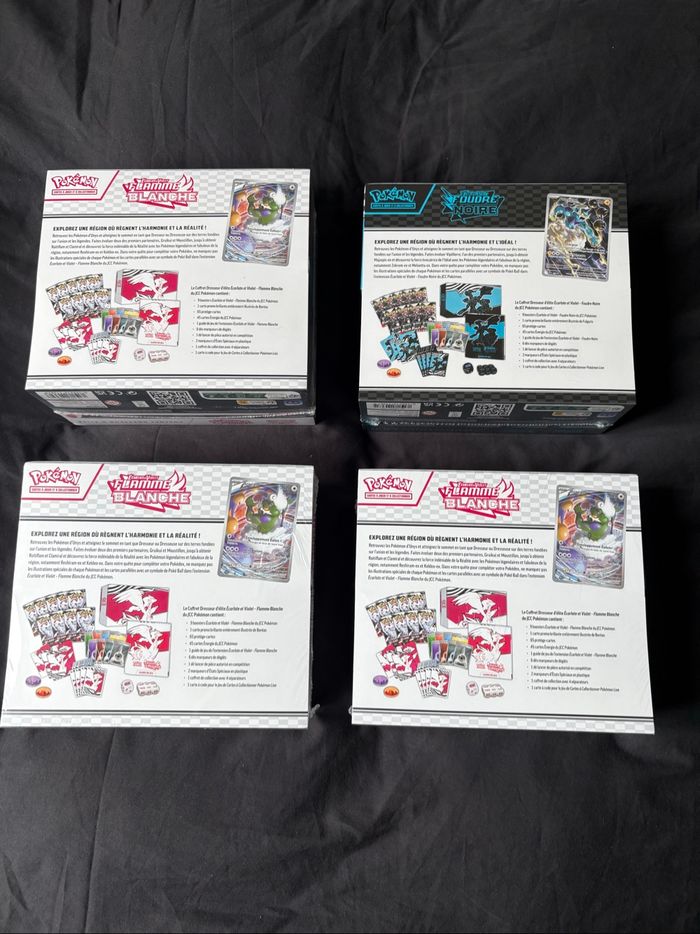 Lot Pokémon de 4 ETB 10.5 Flamme Blanche et Foudre Noire - photo numéro 2