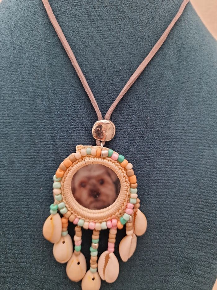 Collier Sautoir Miroir Boheme Macramé Attrape Reves Coquillages Perles - photo numéro 15