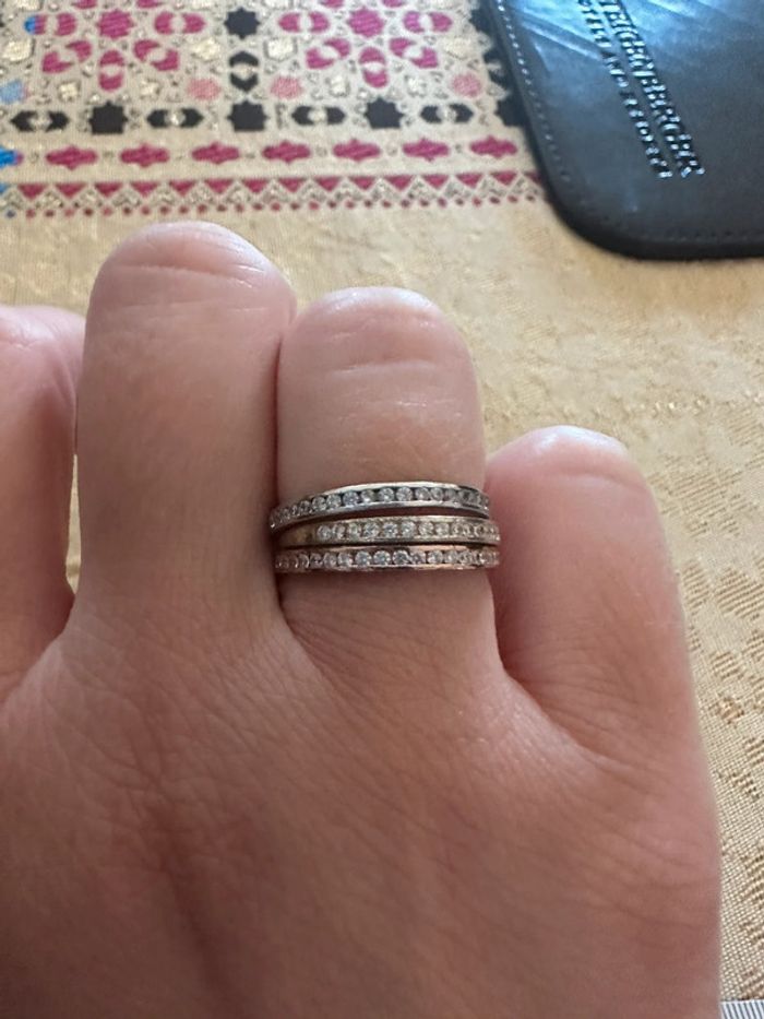 Lot de 3 anneaux fins en argent taille 52