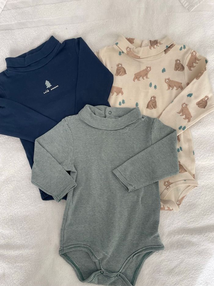 Lot de 3 body col roulé 18 mois