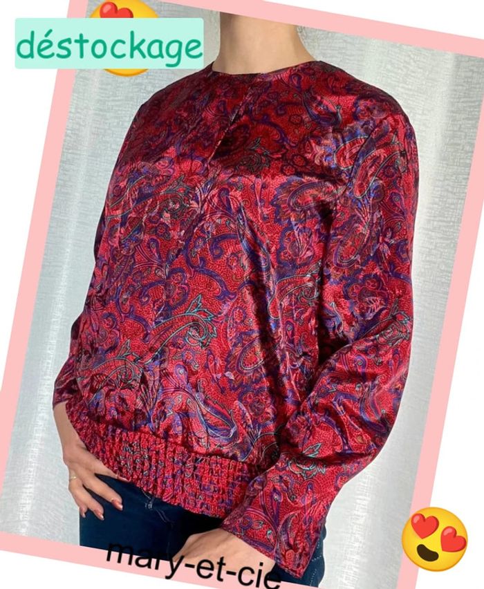 SOLDÉ - Blouse manches longues effet satiné taille M - photo numéro 2