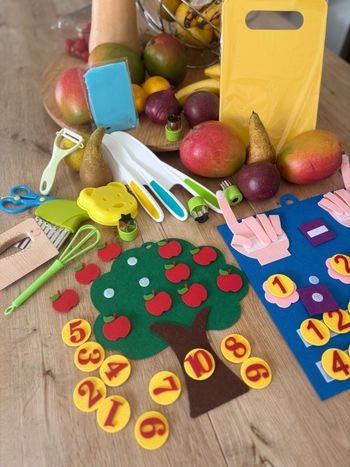 Lot Éducatif Montessori – Cuisine couteaux enfant (17 pièces) & Maths Ludiques pour Enfants