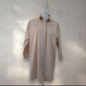 Chemise longue manches longues oversize taille unique beige