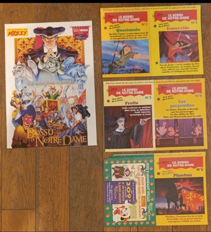 Livret le Bossu de notre dame + 5 fiches mickey vintage
