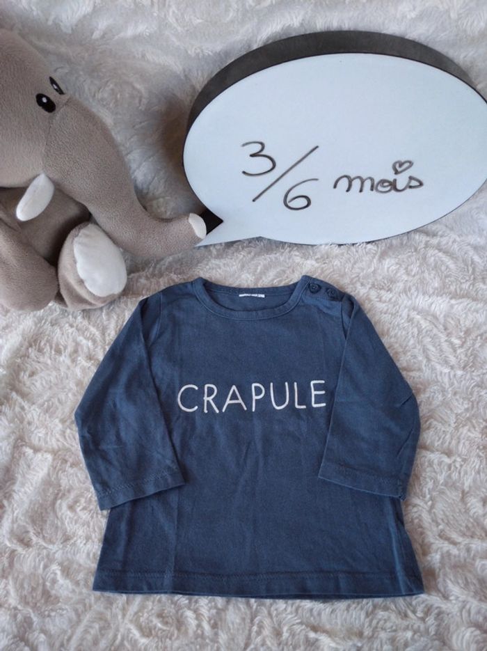 Tee shirt chemise manches longues Garçon 3/6 mois Crapule