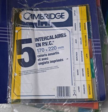 Intercalaires petit classeur
