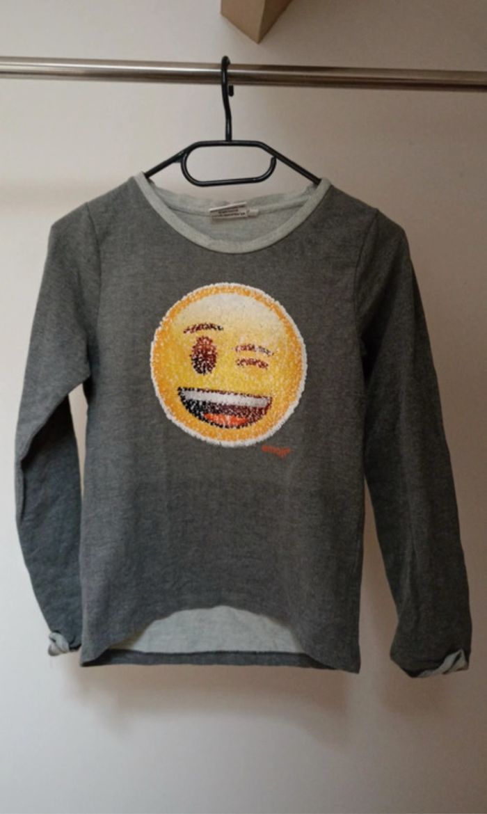 Pull enfant gris à paillettes réversibles