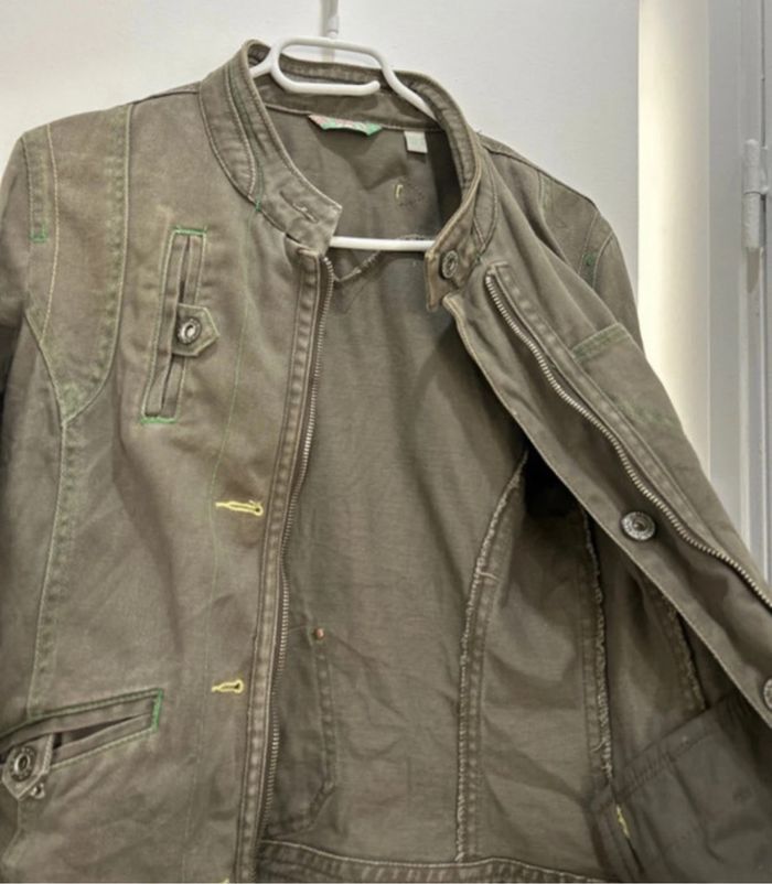 Veste en jean Mango Kaki taille 38 - photo numéro 6