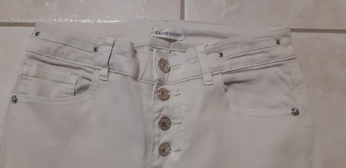 Jean slim taille 34 Cache Cache écru taille XS - photo numéro 3