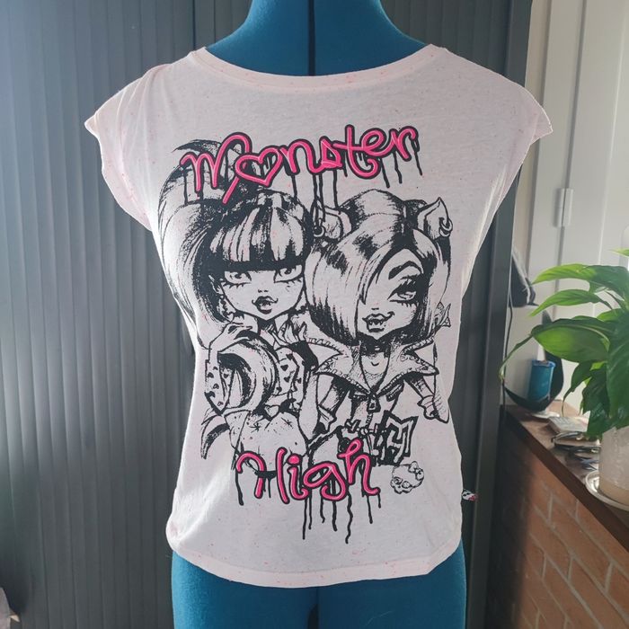 T-shirt manches courtes blanc et rose monster high 12 ans