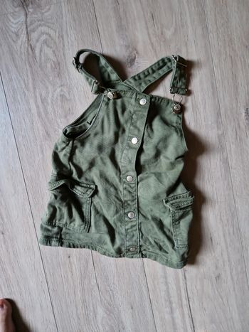 Salopette robe matière jeans kaki tape à l'œil 9 mois