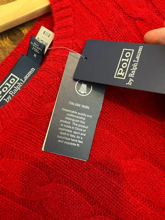 Pull col rond ralph lauren rouge torsadé cachemire QR code taille M 632 - photo numéro 8