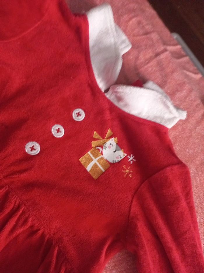 Tenue de Noël, robe collants ouverture basse et pieds inclus 36 mois - photo numéro 4