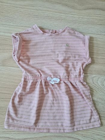 Robe rose coeur fil doré marinière 18 mois