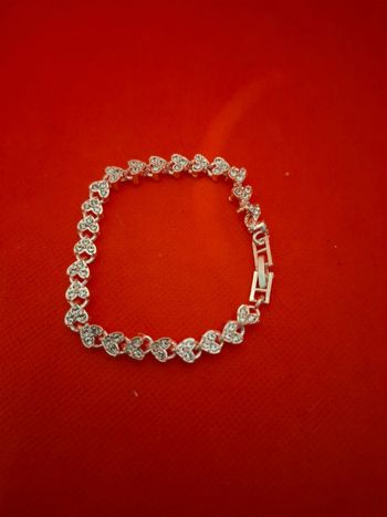 Bracelet acier métal argenté neuf avec etiquette avec oxydes de zirconium blancs