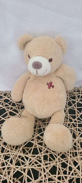 doudou ours broderie avion nicotoy