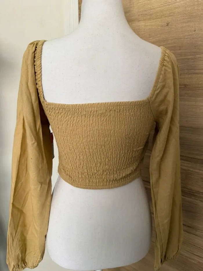 Haut crop top cache-cœur manches longues - photo numéro 4