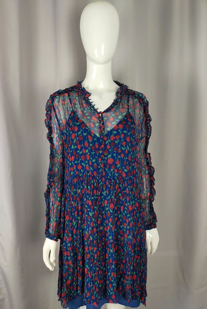 Robe The Kooples transparente à fleurs – Taille 3 – Volants & boutons