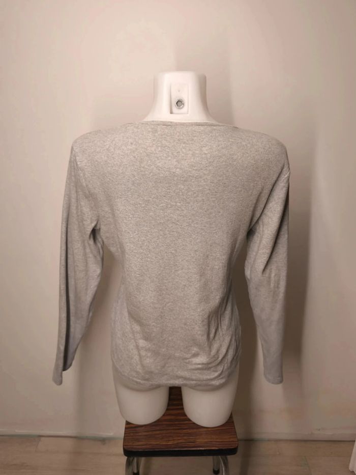 Pull col V Tommy Hilfiger Femme Taille L Gris - photo numéro 2