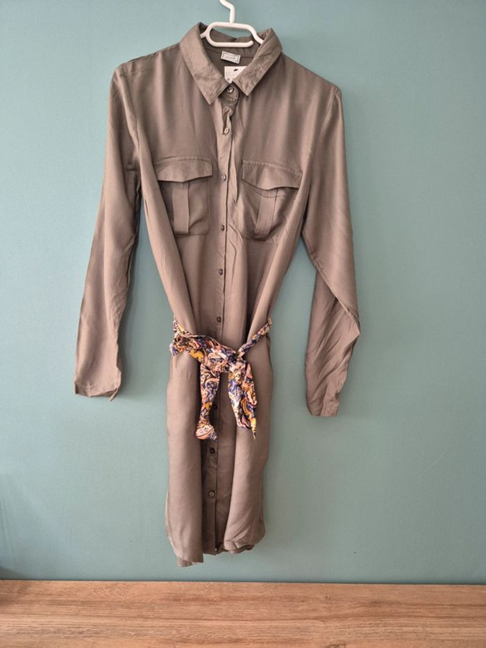Robe chemise manches longues kaki, pimkie taille 40