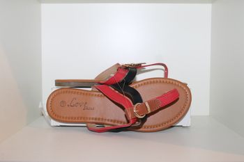 belle tongs lanières rouge et noire 39