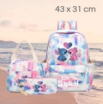 🎒Ensemble scolaire Sac à Dos, Lunchbox et Trousse Stitch & Angel Très bon état