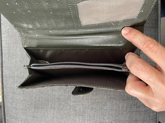 Portefeuille gris en cuir d’autruche - photo numéro 4