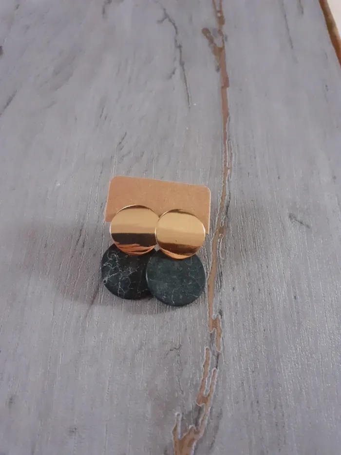 Boucles d'oreilles dorée noir marbrée