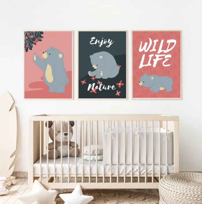 Affiches “Oursons Sauvages” pour chambre enfant - photo numéro 3