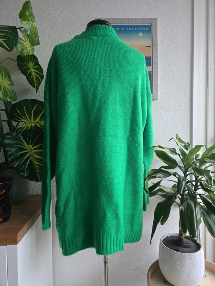 Pull vert col rond en maille épaisse long - FB Sister - taille M - 38 - photo numéro 4