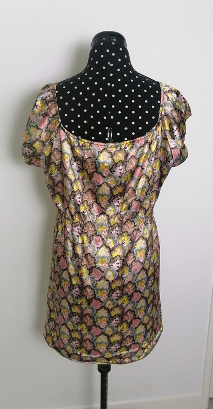 Tunique satin fleurs beige jaune rose Taille L Lola Espeleta - photo numéro 5