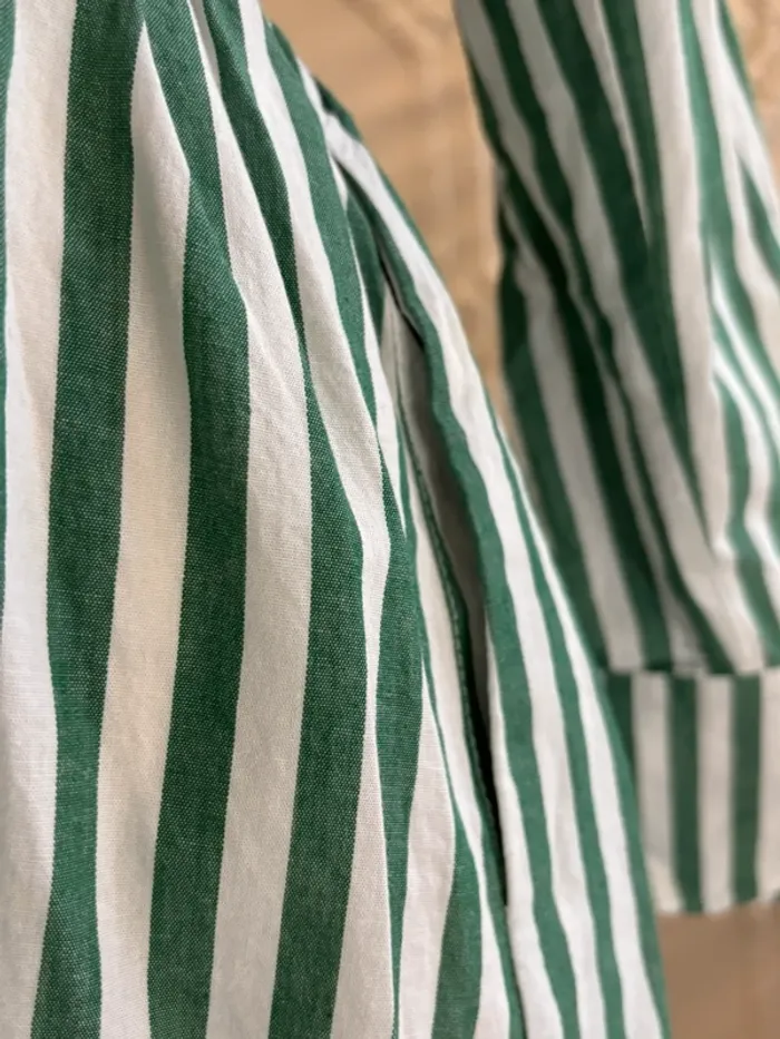 Robe chemise rayée verte Les canebiers – Taille 36, col V, effet cintré - photo numéro 7