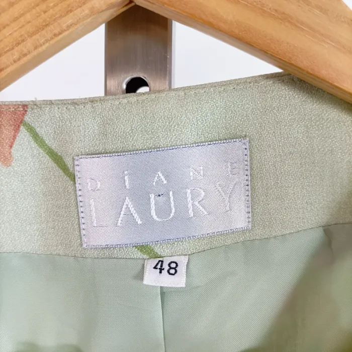 Veste imprimé floral vert pastel manches courtes Diane Laury taille 48 habillée A1335 - photo numéro 6
