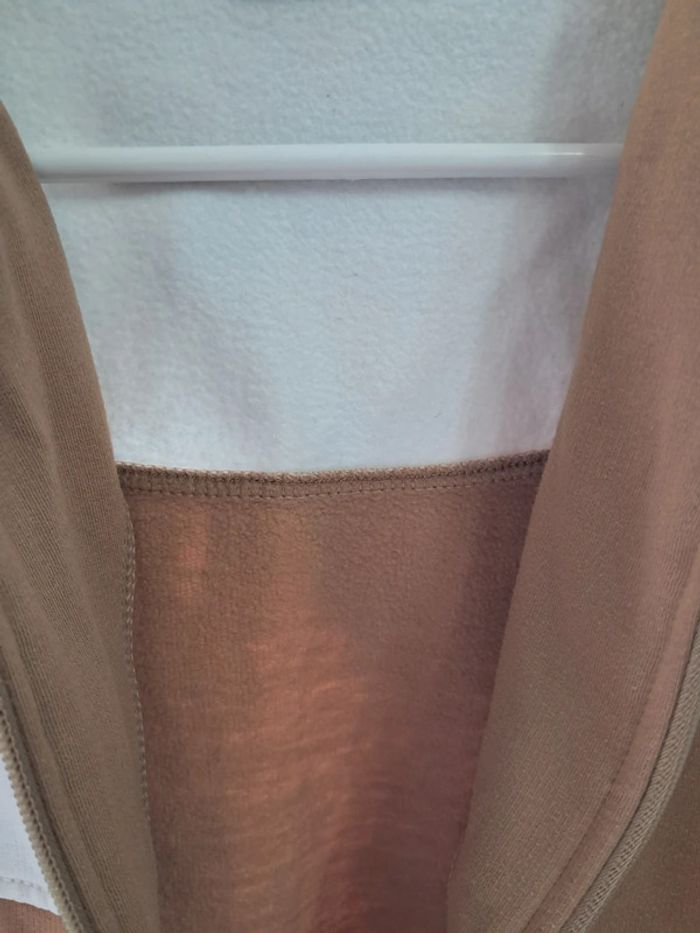 Veste mixte sweat à capuche sport ou citadine marron clair et blanche - Obscuros - T38/40 - photo numéro 4
