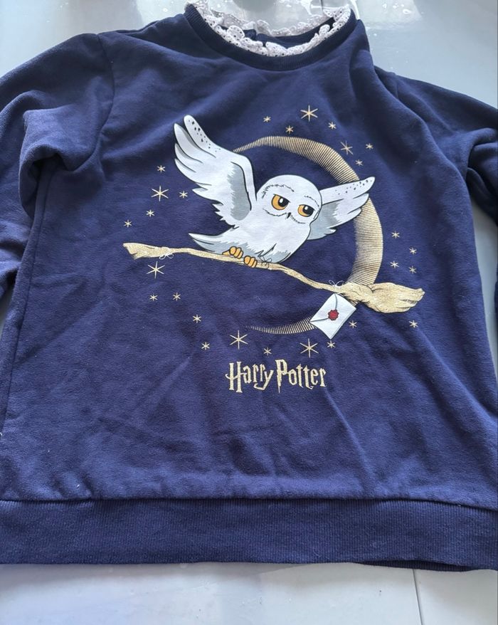 Sweat fille T 10 ans Harry Potter bleu marine dessin Edwige  Très bon état - photo numéro 9