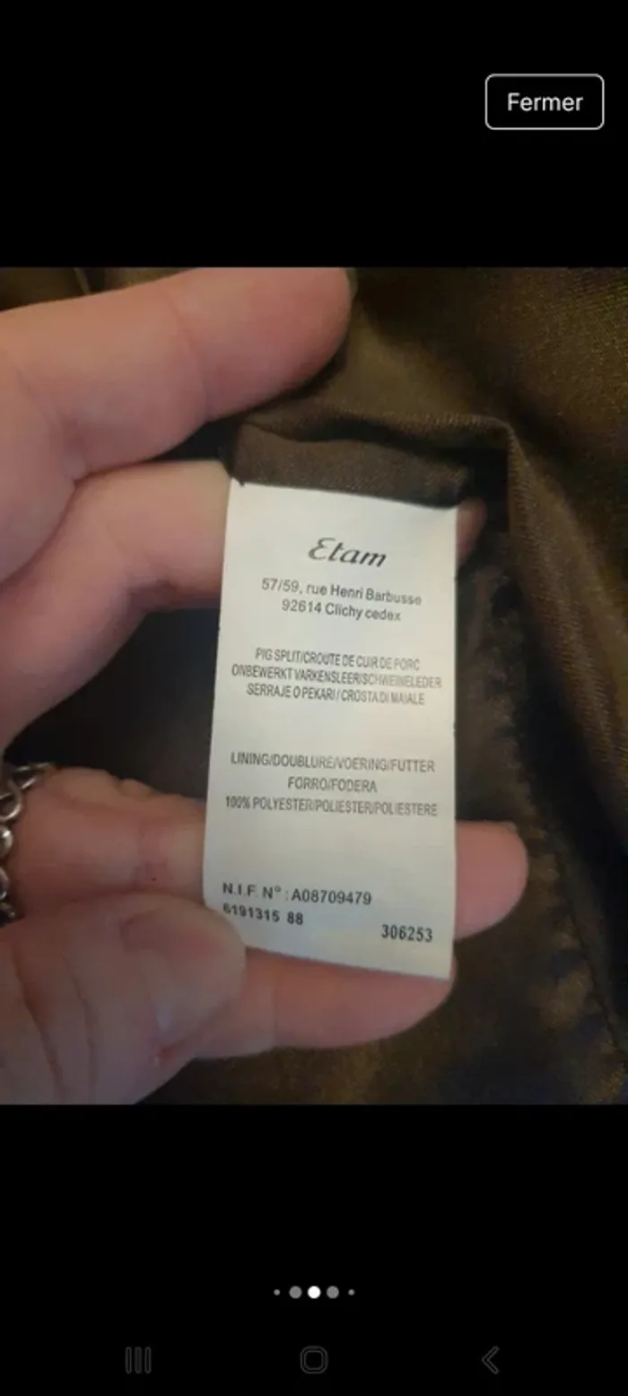 Veste Blazer en cuir Marron Etam fr 44 be 42 - photo numéro 11