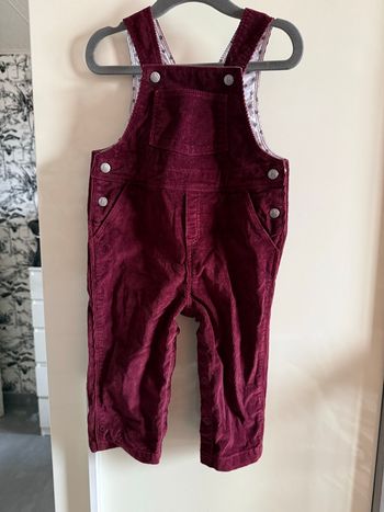 Salopette bordeaux en velours Petit Bateau taille 74 cm 1 an