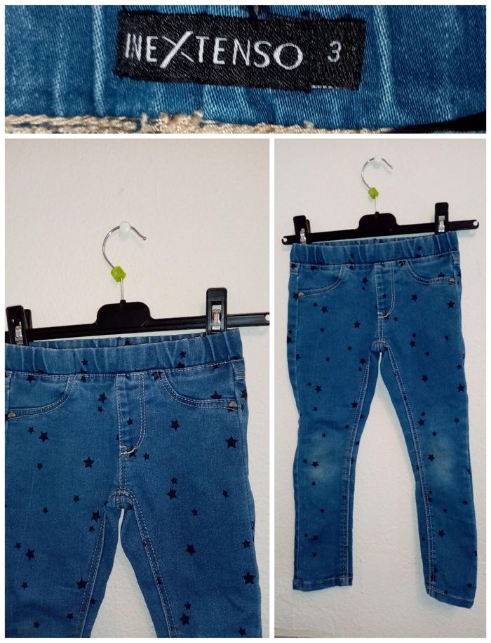 3 ans in extenso pantalon jeans a élastique imprimé "petite étoiles" /Excellent état - photo numéro 6