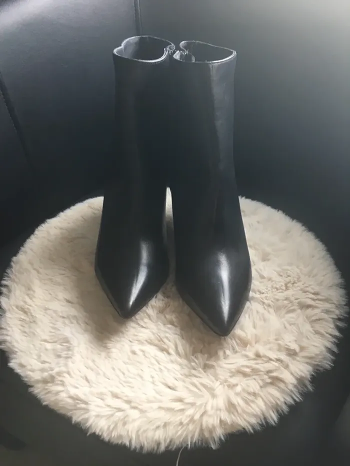Bottines à talon en cuir noires Élodie - photo numéro 4
