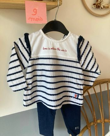 Ensemble fille rayé marine