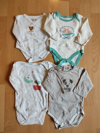 Lot de 4 bodies manches longues fille 3-6M
