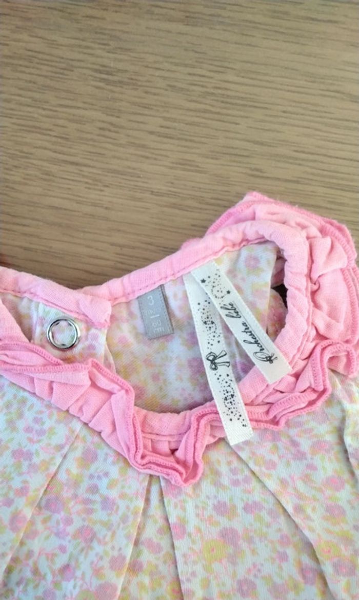 Body débardeur,  rose à petites fleurs  , Orchestra Baby  , 3M  60cm - photo numéro 3