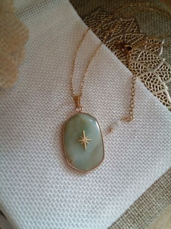 Collier pierre d'amazonite réversible avec étoile du Nord