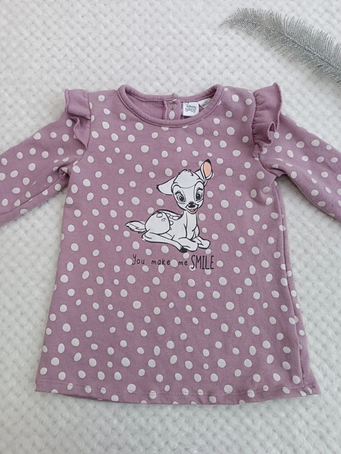 🔸Robe Parme à pois Bambi Disney Baby - 6 12 mois🔸 - photo numéro 2